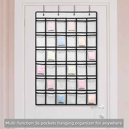 SAVERHO 2 Pack 36 Pockets Classroom Pocket Chart for Cell Phone Calculator Holder,Clear Pocket Chart Organizer for Classroom Cellphone Storage with 36 Number Sticker Size:38.5x25.7 Inch (White-2pack)