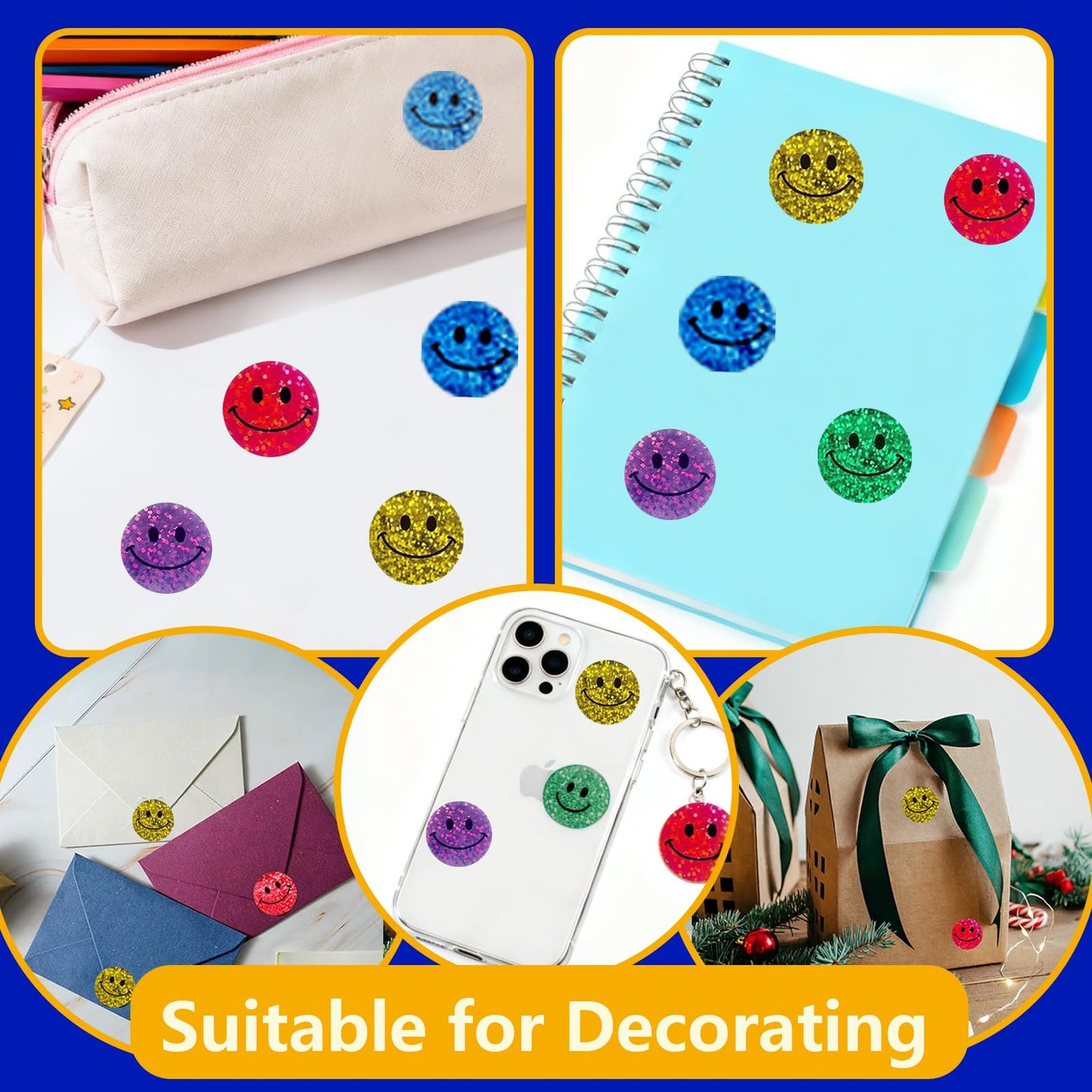 Minizoo 1500 Pcs 1.0Inch Smiley Face Stickers for Kids Reward,Behavior Chart,School Classroom Student Teacher Supplies Gift