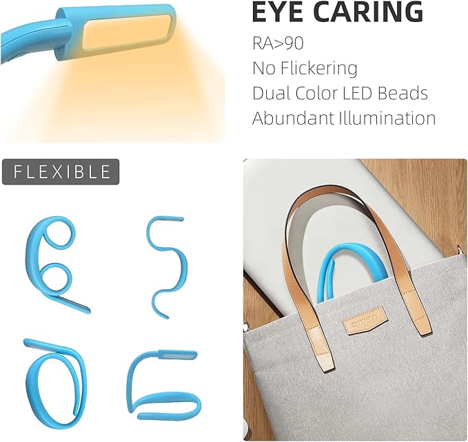 LED Neck Light with Adjustable Brightness, Book Lights for Reading in Bed, 3 Color Modes, Bendable Arm Design for Reading, Repair, Camping, Walking, Knitting, Night Running (2Pack)