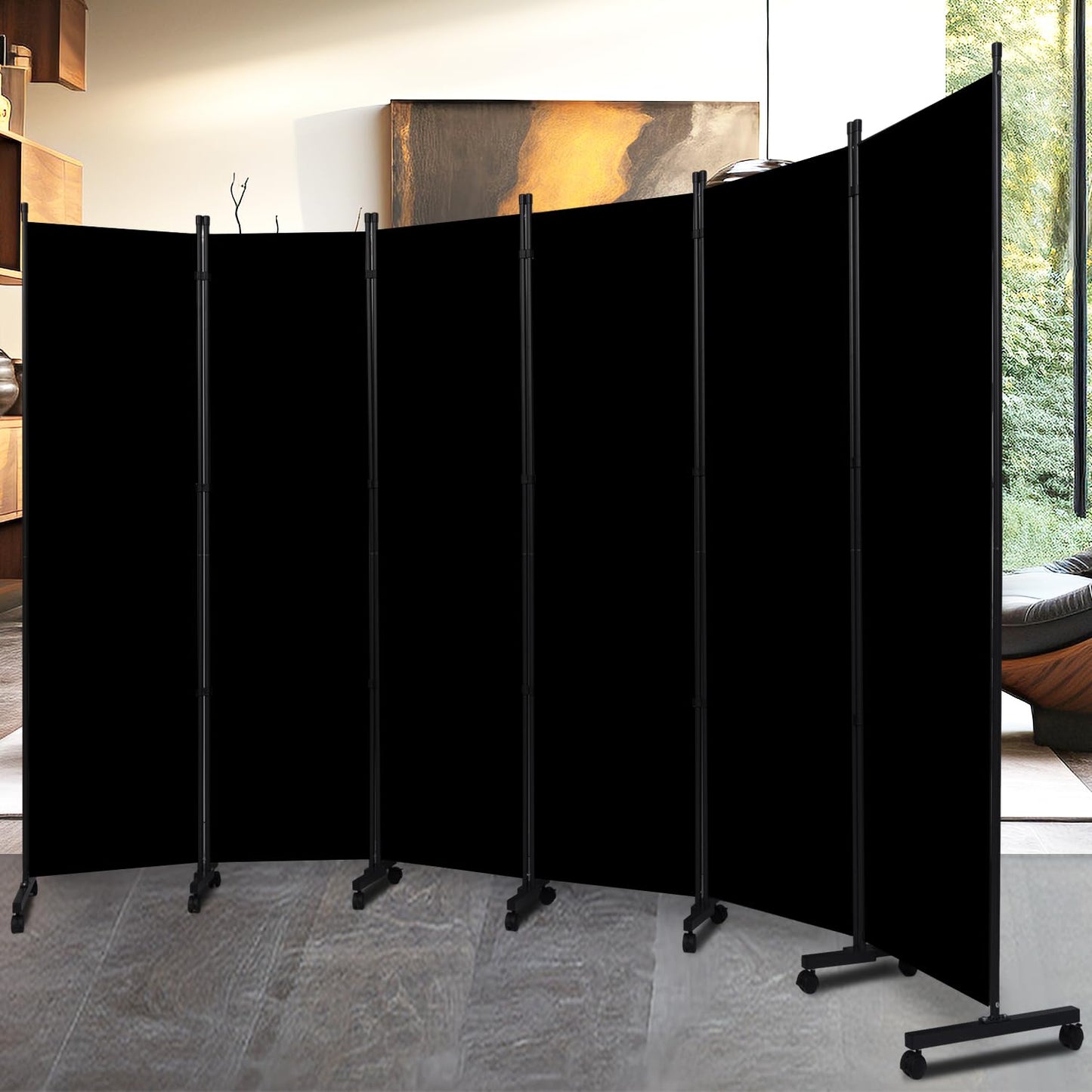 Room Divider 6 Panel-132''Wide Folding Privacy Screen,Large Partition Wall