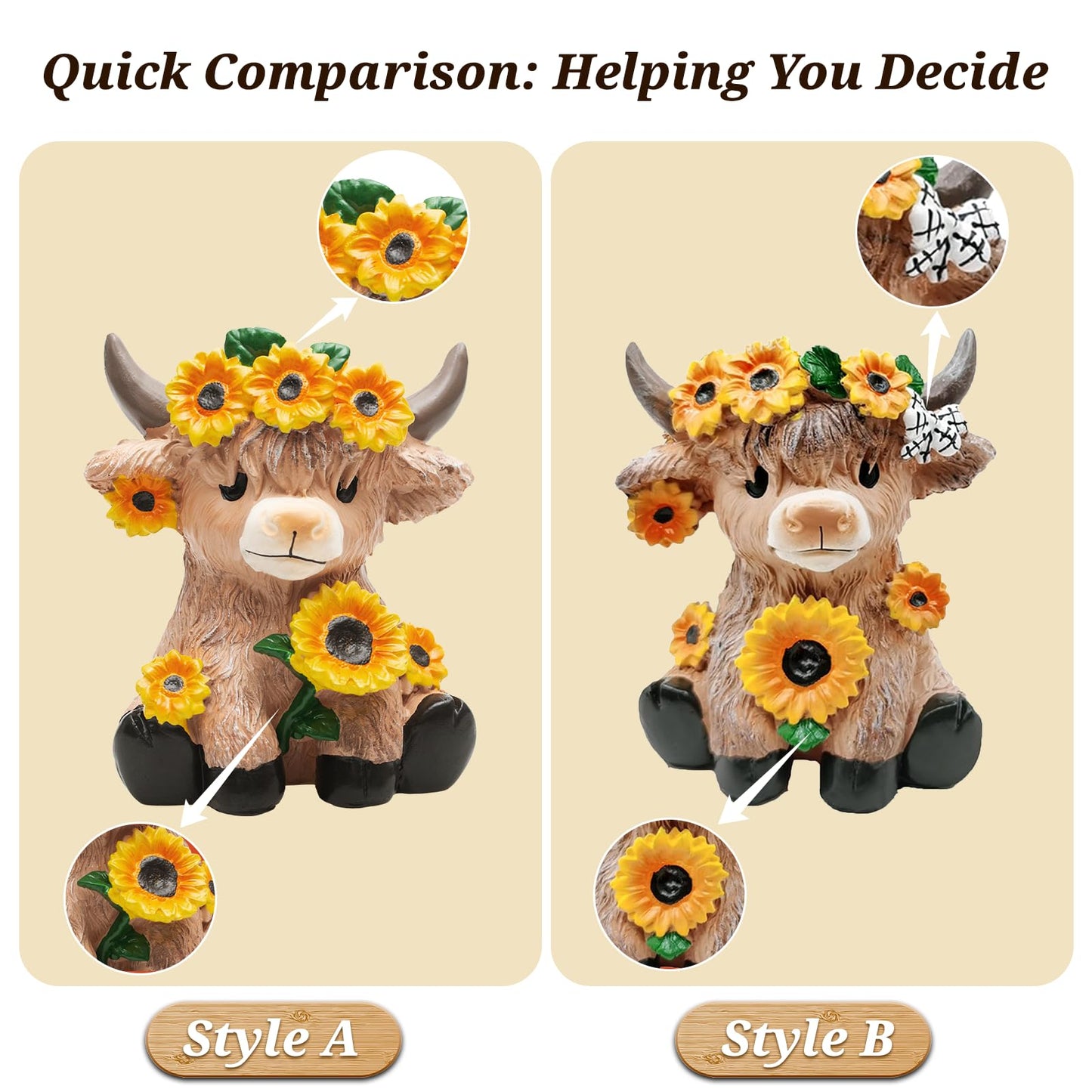 Cute Highland Cow Planter, 4.13 inch Resin Succulent Pot, Animal Planter with Drain, Mini Cows Flower Pots, Storage Containers for Outdoor Indoor Backyard Balcony Planters Home Garden Decor Gifts
