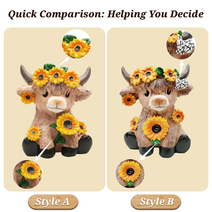 Cute Highland Cow Planter, 4.13 inch Resin Succulent Pot, Animal Planter with Drain, Mini Cows Flower Pots, Storage Containers for Outdoor Indoor Backyard Balcony Planters Home Garden Decor Gifts