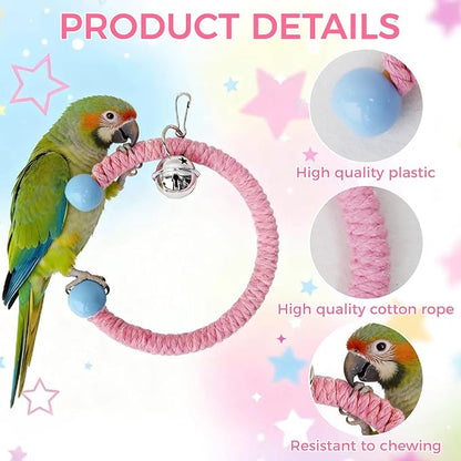 Colorful Circular Bird Swing,Bird Rope Chewing Toys Parrot Cage Bite Toys (Small Half-Round Patterned)