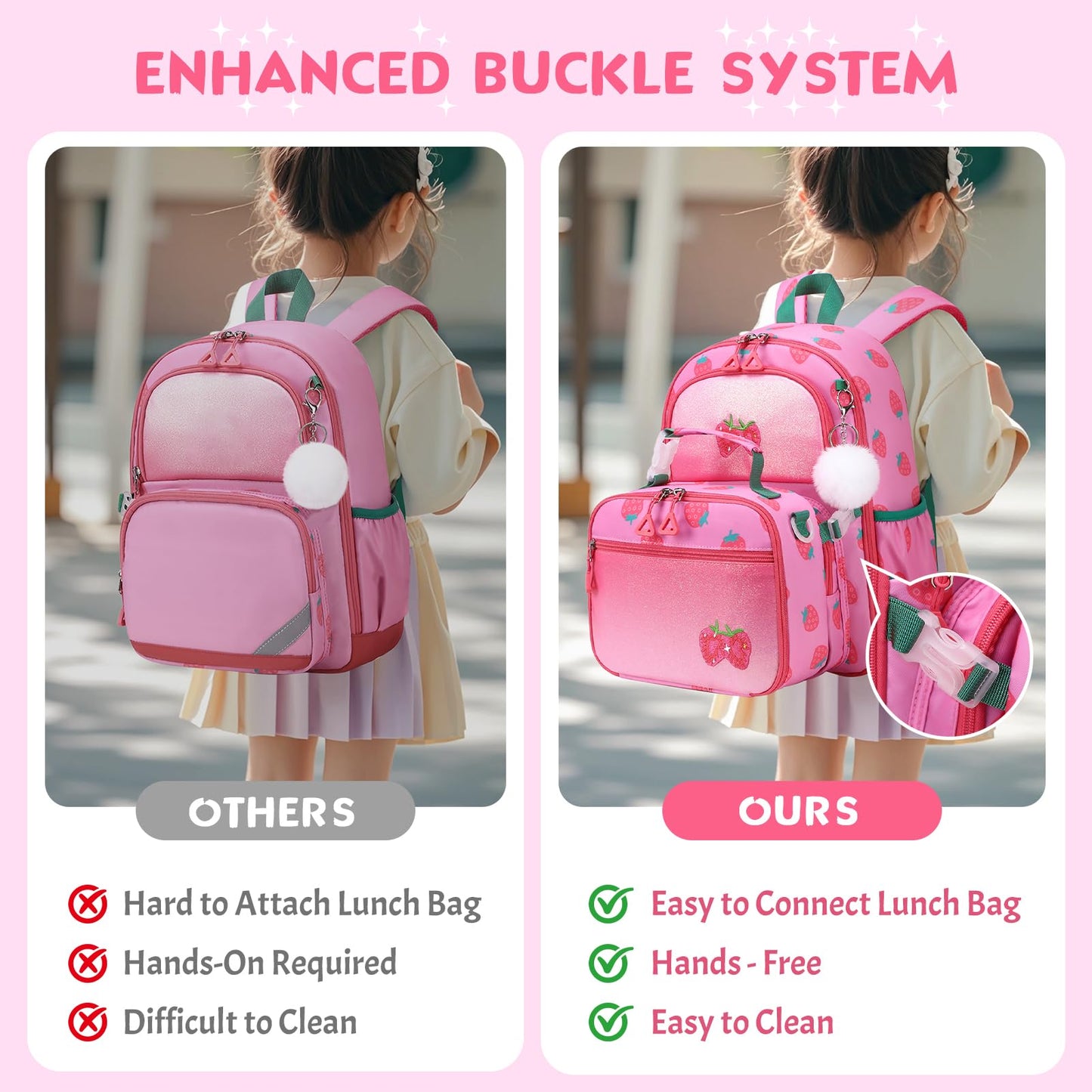 Similove Kids Backpack for Girls - 3PCS Small Cute Toddler Backpack with Insulated Lunch Bag & Pencil Case for Kindergarten Preschool Elementary School - Girls Bookbag Ages 6-8