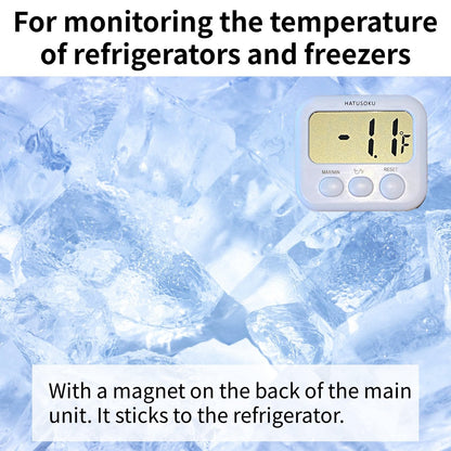 HATUSOKU Digital Thermometer with External Sensor, Magnet, Suction Cup, Water Thermometer, Aquarium, Refrigerator, Freezer (White)