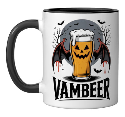 Vambeer Halloween Vampire Beer Pumpkin Bat Theme Ceramic Mug, Black/White