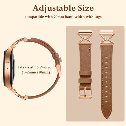 GEAK Leather Band Compatible with Samsung Galaxy Watch 7 Band 6 5 4 FE 40mm 44mm, Watch 6 Classic/5 pro/Active 2, 20mm Dressy Replacement Strap with X-Shape Design for Samsung Watch Bands Women