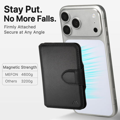 MEFON for MagSafe Wallet, Magnetic Phone Wallet RFID Blocking, Slim 5-8 Card Holder with Cash Slot & Clear ID Window, Minimalist Mag Safe Wallets for iPhone 17/16/15/14/13/12 Series, Midnight Black