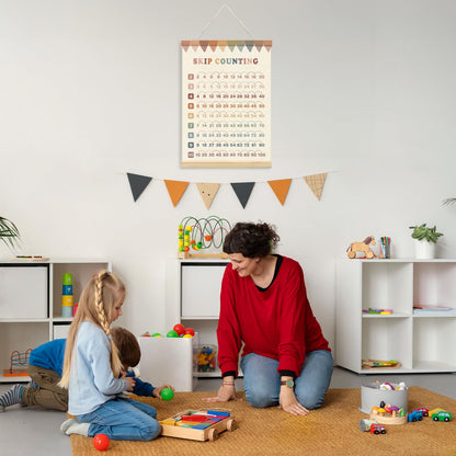 Lacama Multiplication Chart Homeschool Organization Math Posters,Skip Counting Chart Educational Math Wooden Poster Hanger, Times Table Charts, Educational For Homeschool Grade School Classroom Preschool Kindergarten Posters Hanger Frame,Math Classroom Mu