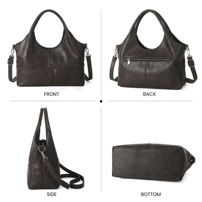 KOGTLA Vegan Leather Purses for Women with Detachable Satchel Strap, Ladies Handbags, Tote Hobo Bags with Top Handle Dark Coffee