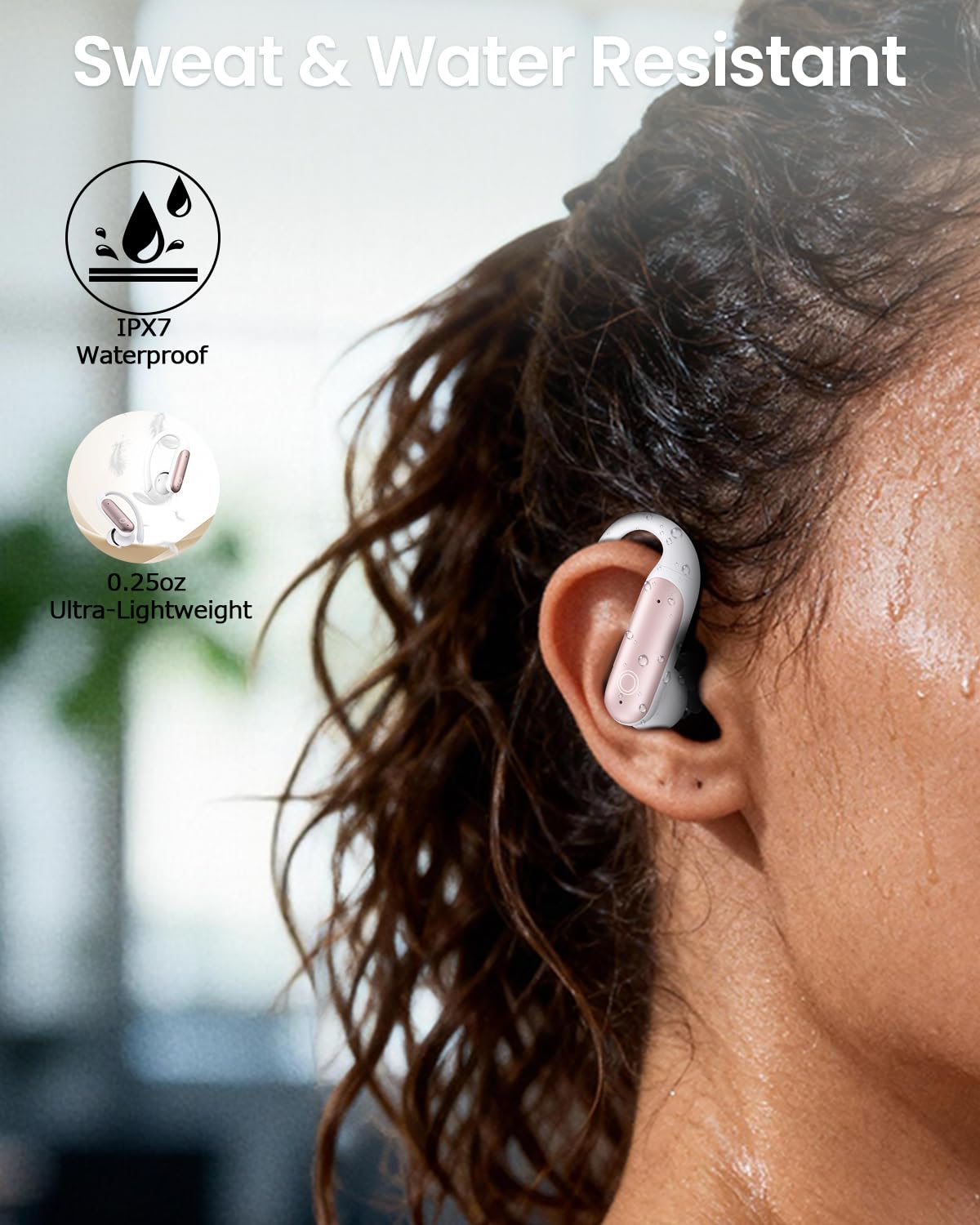 LEEMC Wireless Earbuds, Bluetooth Headphones 6.0, Ear Buds with Touch Screen, ANC ENC Noise Cancelling, 40H Bass Stereo Sound Over-Ear Earphones for iOS, Android, Sports,Workout, Rosegold