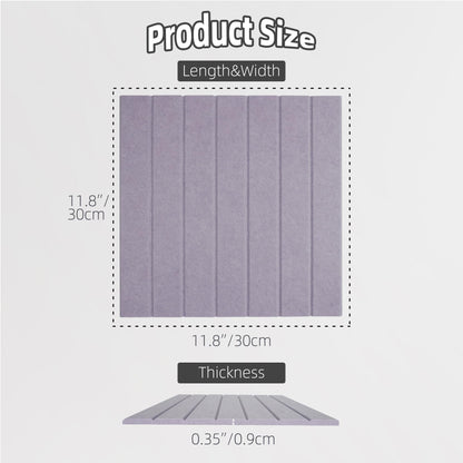 TENACR Cork Board Alternative-Felt Slat Wall Paneling,Office Bulletin Board for Decoration, Suitable for Displaying Photos and Documents, with Removable Adhesive Labels,12-Pack (Taro Purple)