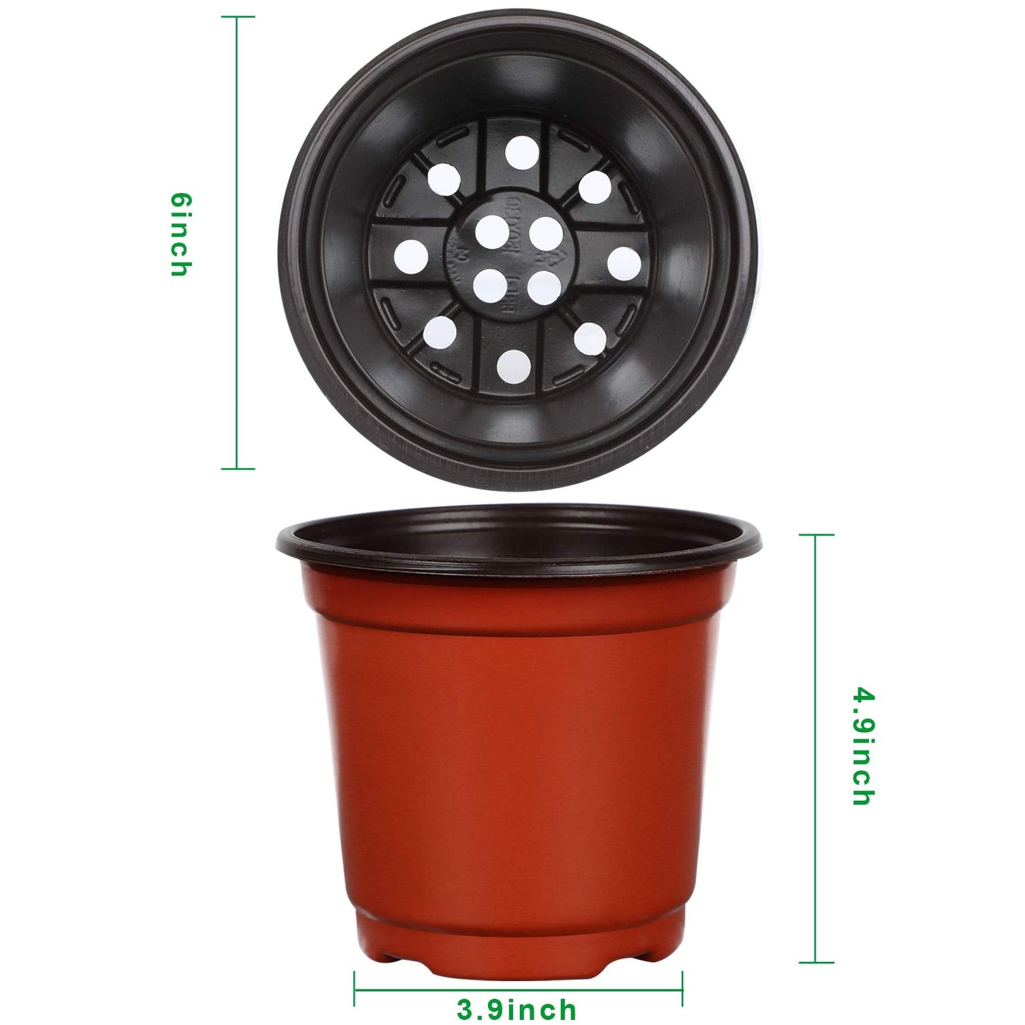 Augshy 110 Pcs 6" Plastic Plants Nursery Pot, Seed Starting Pots for Succulent Seedling Cutting Transplanting