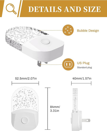 DORESshop LED Night Light, Baby Night Lights[4 Pack], Plug in NightLight with Auto Dusk to Dawn Sensor, Adjustable Brightness NightLights for Kids, Bathroom, Bedroom, Nursery Room, Soft White 3000k
