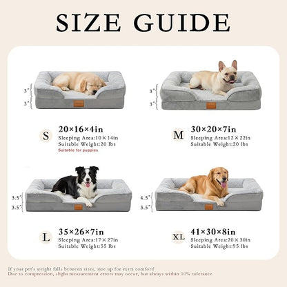 Orthopedic Dog Bed,Waterproof Memory Foam Dog Bed with Washable Removable Cover, Featuring Waterproof Lining and Non-Slip Base,Bolster Dog Couch,Suitable for Use with Dog Crate and Indoors.
