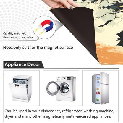 JIPONI Dishwasher Magnetic Cover Halloween Pumpkin Bat Dishwasher Magnetic Kitchen Art Decor, Dish Washer Magnet Sticker 23 W x 26 H Inch