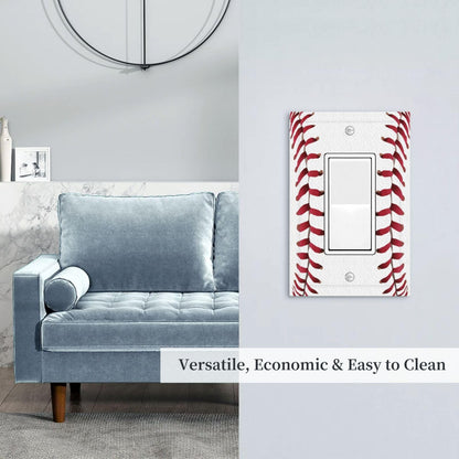 Spshian Outlet Covers Baseball Sports Cool Red White 1 Gang Light Switch Cover Plate Single Rocker Switch plate Covers Decorative Wall Plates Electrical GFCI Receptacle for Bathroom Bedroom Decor