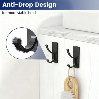 pickpiff Adhesive Wall Hooks with Strip - No Residue, Easy to Remove, Strong Heavy Duty Sticky Towel Hook, 4 Pack Black