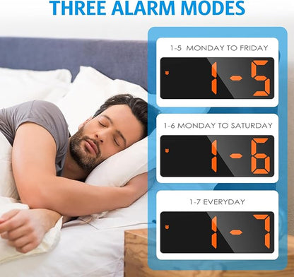 AMIR Digital Alarm Clock, LED Clock for Bedroom, Electronic Desktop Clock with Temperature Display, Adjustable Brightness, Voice Control, 12/24H, 6.3" Large Display for Home, Bedroom, Office