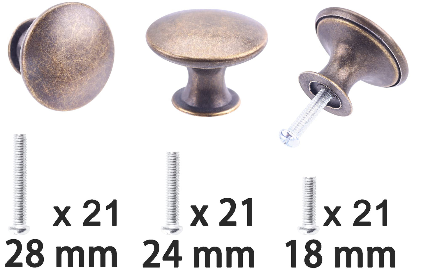 HUGOLEM 20 Pack Breen Bronze Round Antique Brass Kitchen Cabinet Knobs Cupboard Door Knobs Drawer Handle Pulls Dresser Knobs with 21 Pcs Screws for Bathroom Drawer Door Hardware