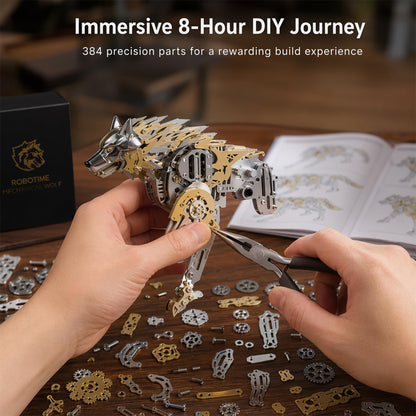 3D Metal Puzzle for Adults,Mechanical Wolf Puzzle Building Set，3D Metal Model Kit, Brain Teaser Puzzles DIY Assembling for Stress Relief - A Collectible Gift for a man (Wolf)
