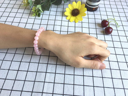 Adabele Real Natural Pink Rose Quartz Gemstone Beaded Bracelet 7 inch Stretch Chakra Healing Crystal Stone Jewelry Women Mom Gift (Unisex) GB8-9