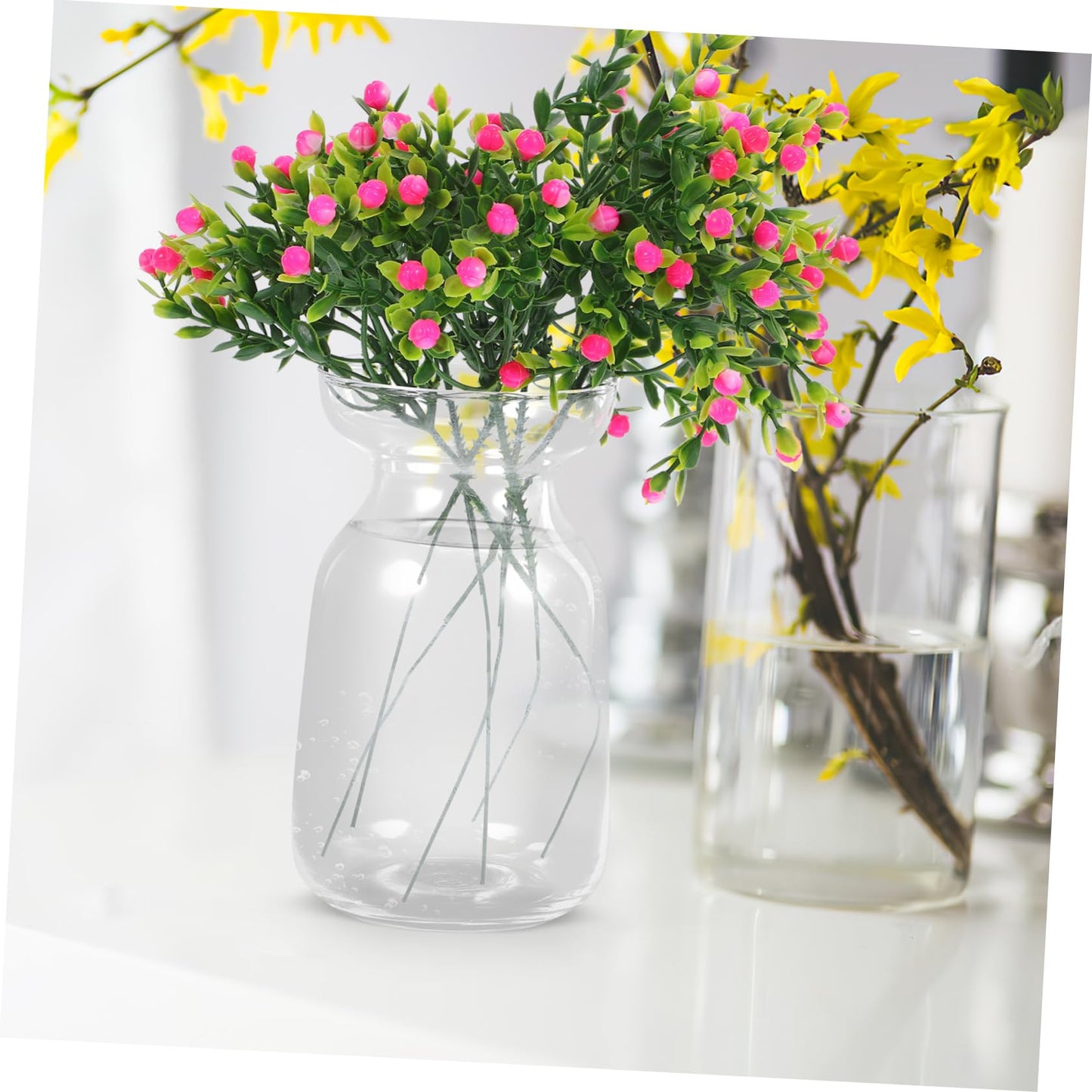 GLEAVI Clear Glass Vase for Hydroponics and Floral Arrangements Elegant Desktop Decorative Centerpiece for Home and Office for Plant Container and Terrarium Display
