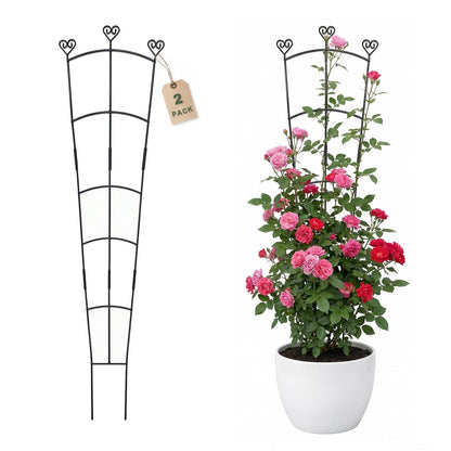 46.6" Tall Plant Trellis for Climbing Plants Indoor Outdoor, Durable Metal Trellis for Potted Plants, Adjustable Climbing Plant Support for Vines, Clematis, Morning Glories, Ivy, Black, 2 Pack