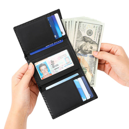 LOUEBICA Leather Trifold Wallet for Men RFID Blocking Minimalist Front Pocket Wallets with ID Window