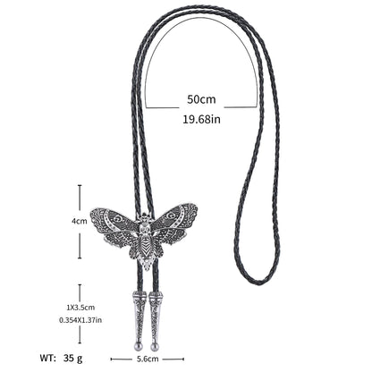 Western Bolo Tie for Men Women Death Head Moth Cowboy Bolo Tie Necktie Metal Insect Dead Gothic Punk Retro Jewelry(Silver)