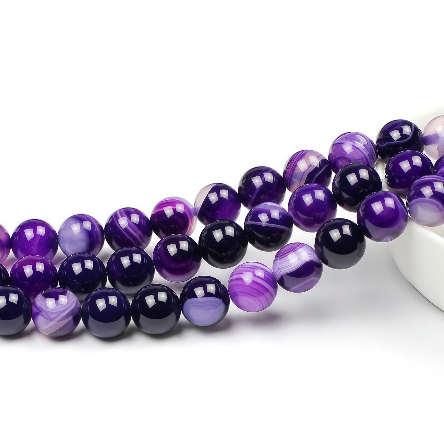 MJDCB Natural Stone Beads Purple Striped Agate Round Loose Beads for Jewelry Making DIY Bracelet Necklace (12mm)