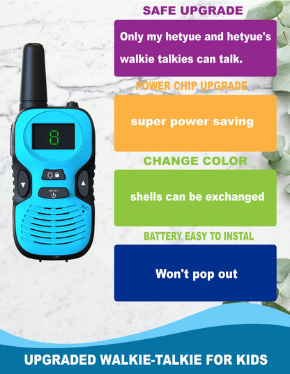 Walkie Talkies for Kids Long Range - 4 Pack Kid Walkie Talkies with Replaceable Shell Backlit LCD Flashlight 3 Miles Range - Gifts and Toys for 5-7 Year Old Boys and Girls