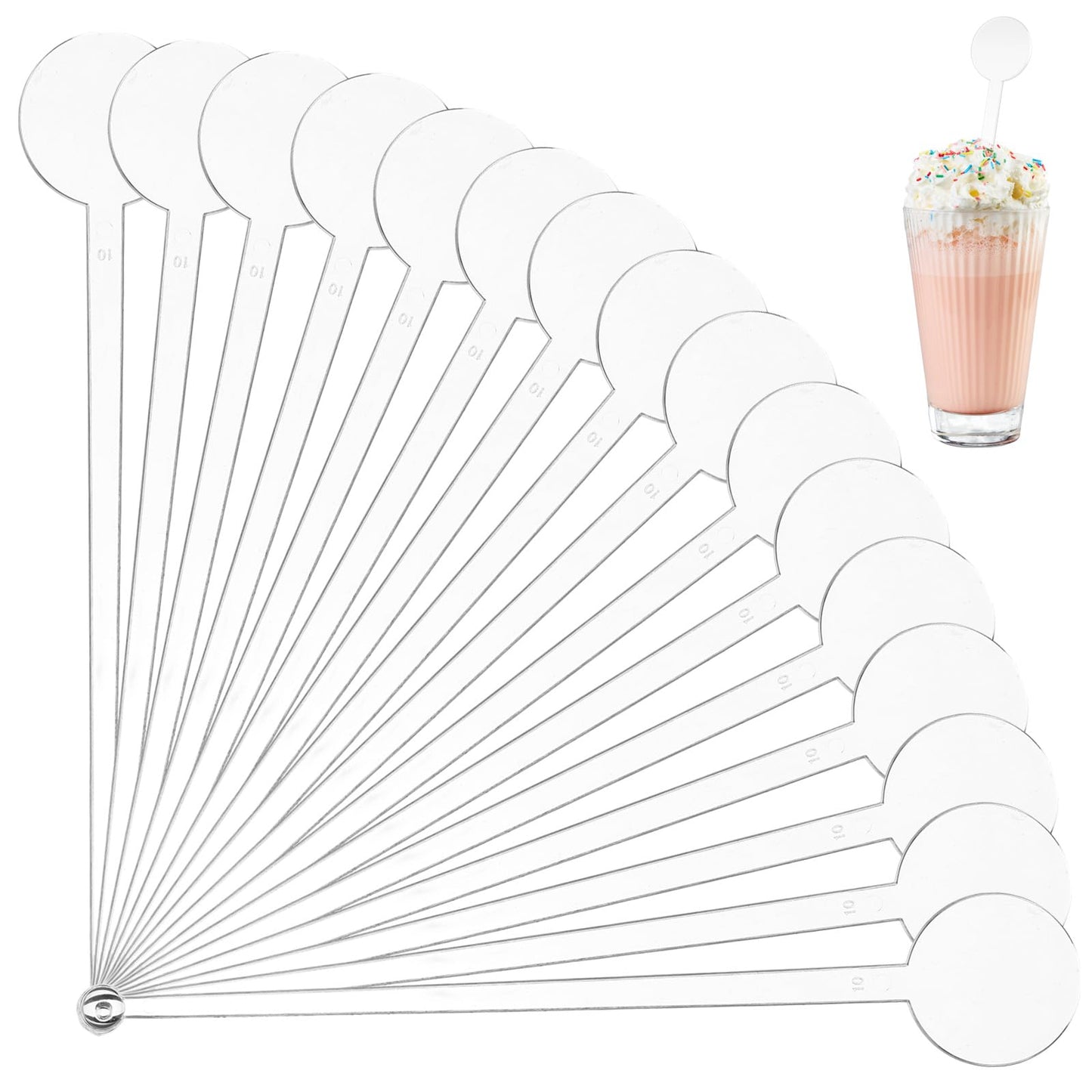 240 Pcs Cocktail Swizzle Sticks, 7.3 Inches Disposible Plastic Disc Top Drink Stirrers Clear Drinks Mixing Rod for Coffee Milk Cocktail Whiskey Beverage Bar (Clear)