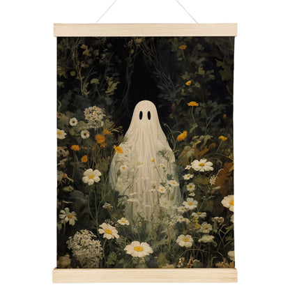 Nrleey Halloween Bathroom Poster Hanger Frame, Ghosts Floral Wall Art with Wooden Poster Hanger, Horror Spooky Wall Hanging Decor, 12x16 Inches