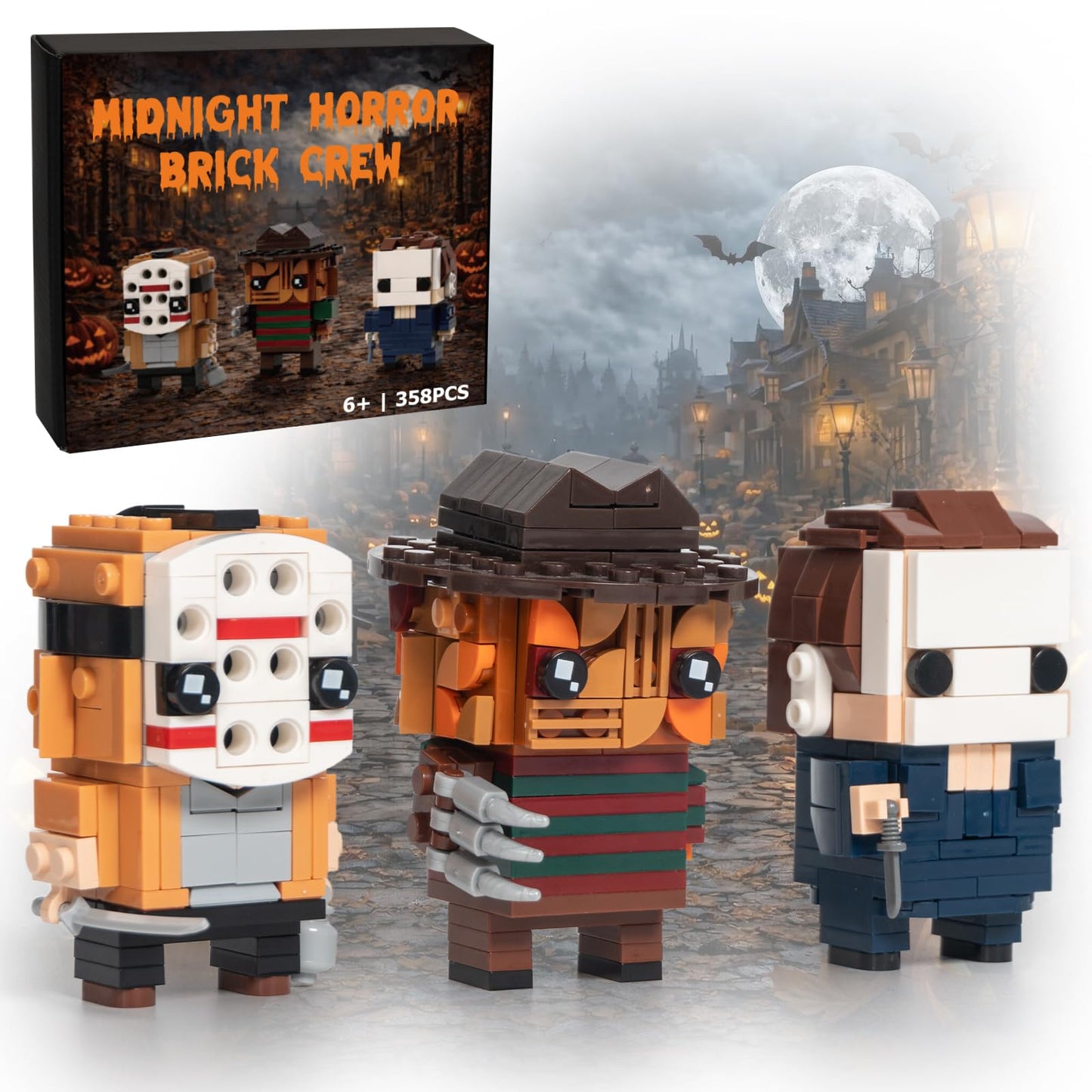 WeekCare Halloween Horror Figures Building Block Set, Scary Collectible Action Figures, Horror-Inspired Brick-Compatible Toys, Creative Display Decor, for Adults and Teens, 358 PCS