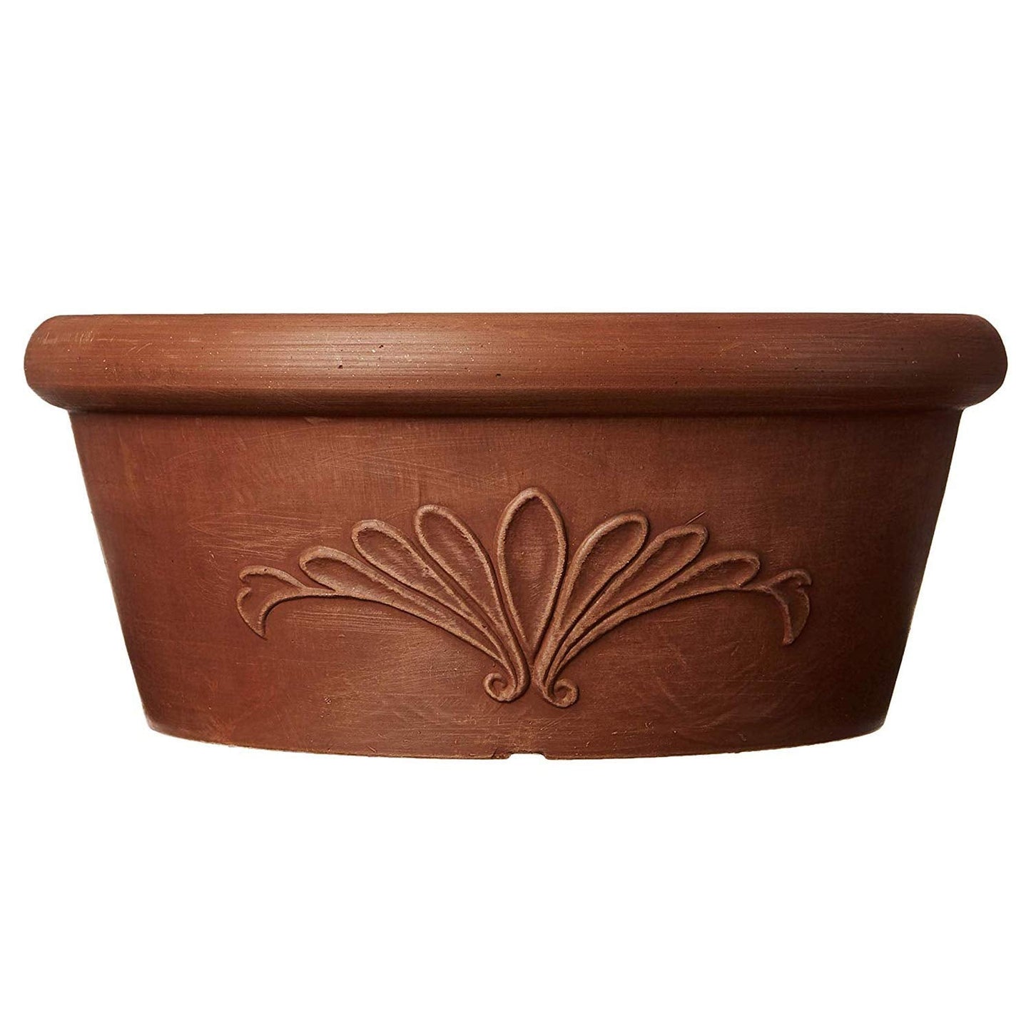 PSW Pot Collection TA30TC 12-inch Plastic/Stone/Wood Composite Bulb Pan Planter – No Drainage Hole (Drillable), Shallow Indoor/Outer Pot for Succulents, Bonsai, Fairy Gardens, Herbs, Terra Cotta Color