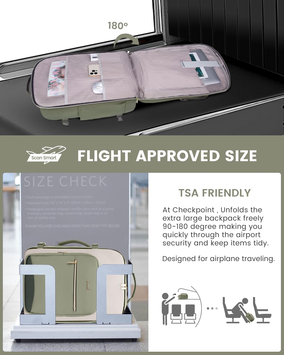 LOVEVOOK 40L Travel Backpack for Women & Men, Large Carry on Backpack for Airplanes with 3 Packing Cubes, TSA Personal Item Travel Bag fits 17" Laptop, Waterproof Weekender Essentials Airline Approved
