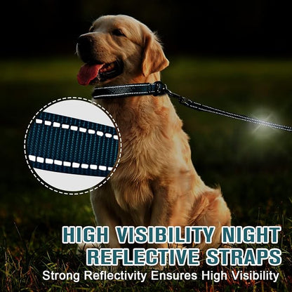 Dog Collar for Medium Small Large Dogs Reflective with Leash,Collar and Leash for Dogs,Soft Neoprene Padded 2 Pack(Ocean Blue,S)