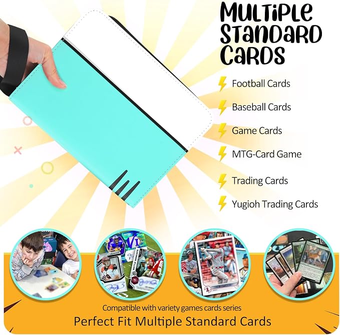 Card Binder 4 Pocket, Collectible Trading Card Albums Fits 400 Cards with 50 Removable Sleeves, Portable Trading Card Binder Collection Album Holder, Game Card Case book With Zipper for Gifts, L-Green