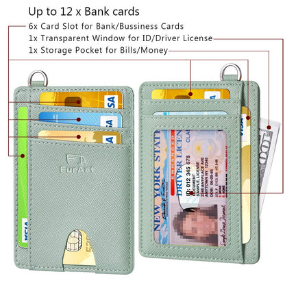 FurArt Slim Minimalist Wallet, Front Pocket Wallets, RFID Blocking, Credit Card Holder for Men-Seaweed