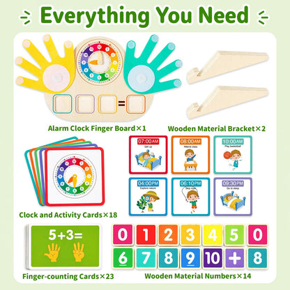 Quliwise 2-in-1 Math Manipulatives Number Counting Blocks Toys & Teaching Clock, Preschool Learning Activities for Toddlers 2-4, Educational Montessori Toys for 3 4 5 Year Old Boys Girls Birthday Gift
