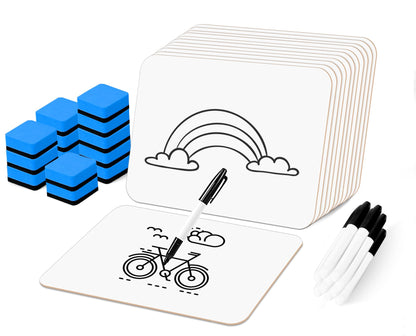 Dry Erase LapBoards, PANDRI 12 Pack Double Sided 12.5 x 9 Inch Whiteboards with 12 Erasers and 12 Markers, Dry Erase Boards for Kids Students Classroom Teacher Supplies