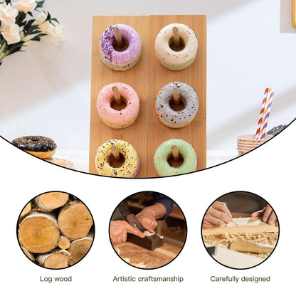 ZHIYUEJING 2 Sets of Donut Stands,Donut Wall Display Holder for Dessert Table,Bamboo Donuts Stand for Wedding, Birthday, Baby Shower Party Decor