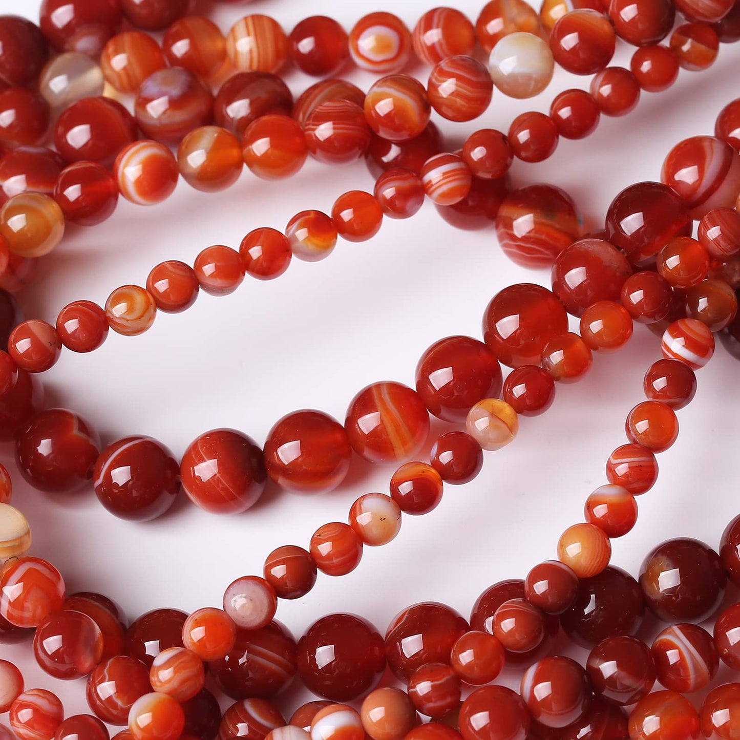 35PCS 10MM Natural Red Carnelian Stripe Agate Stone Beads Energy Healing Beads for DIY Jewelry Bracelet Necklace Making for Jewelry Making15Inch