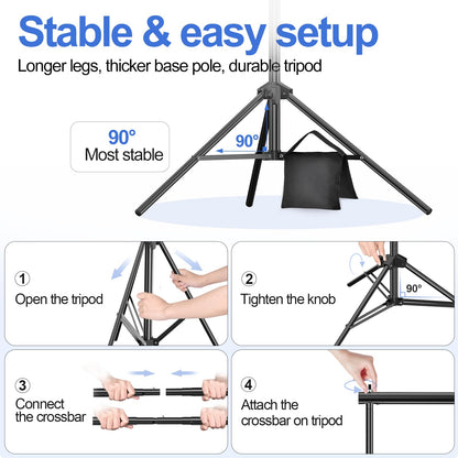 EMART Backdrop Stand 10x7ft(WxH) Photo Studio Adjustable Background Stand Support kit with 2 Crossbars, 8 Clamps, 2 Sandbags and Carry Bag for Parties, Events Decoration, Wedding, Photography