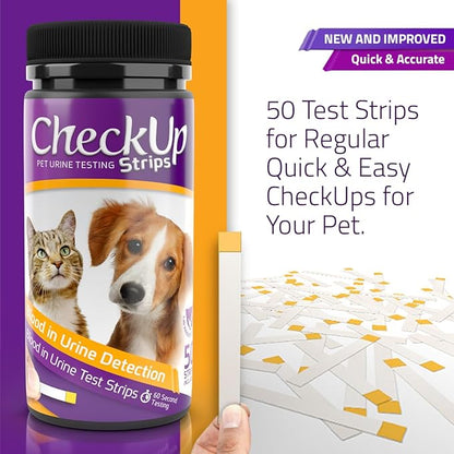 KIT4CAT CheckUp Blood in Urine Test Strips for Cats & Dogs | At-Home Hematuria Detection, Urinary Health Monitoring – 50 Reagent Strips