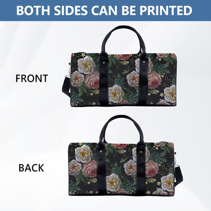 Rose Pattern Duffle Bag with Adjustable Shoulder Strap Large Capacity Gym Bag Weekender Bag for Travel Gym Hospital