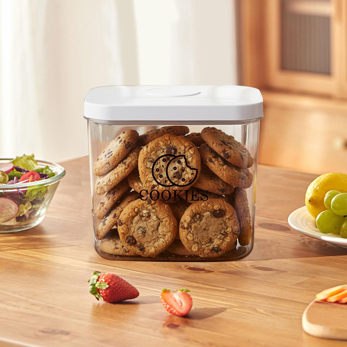 Duimbok Cookie Jar with Airtight Lid,Bread Box for Kitchen Countertop,Time Recording Bread Storage Container, BPA-Free Plastic Containers for Cookies, Homemade Bread, Toast, Bagel, Donut