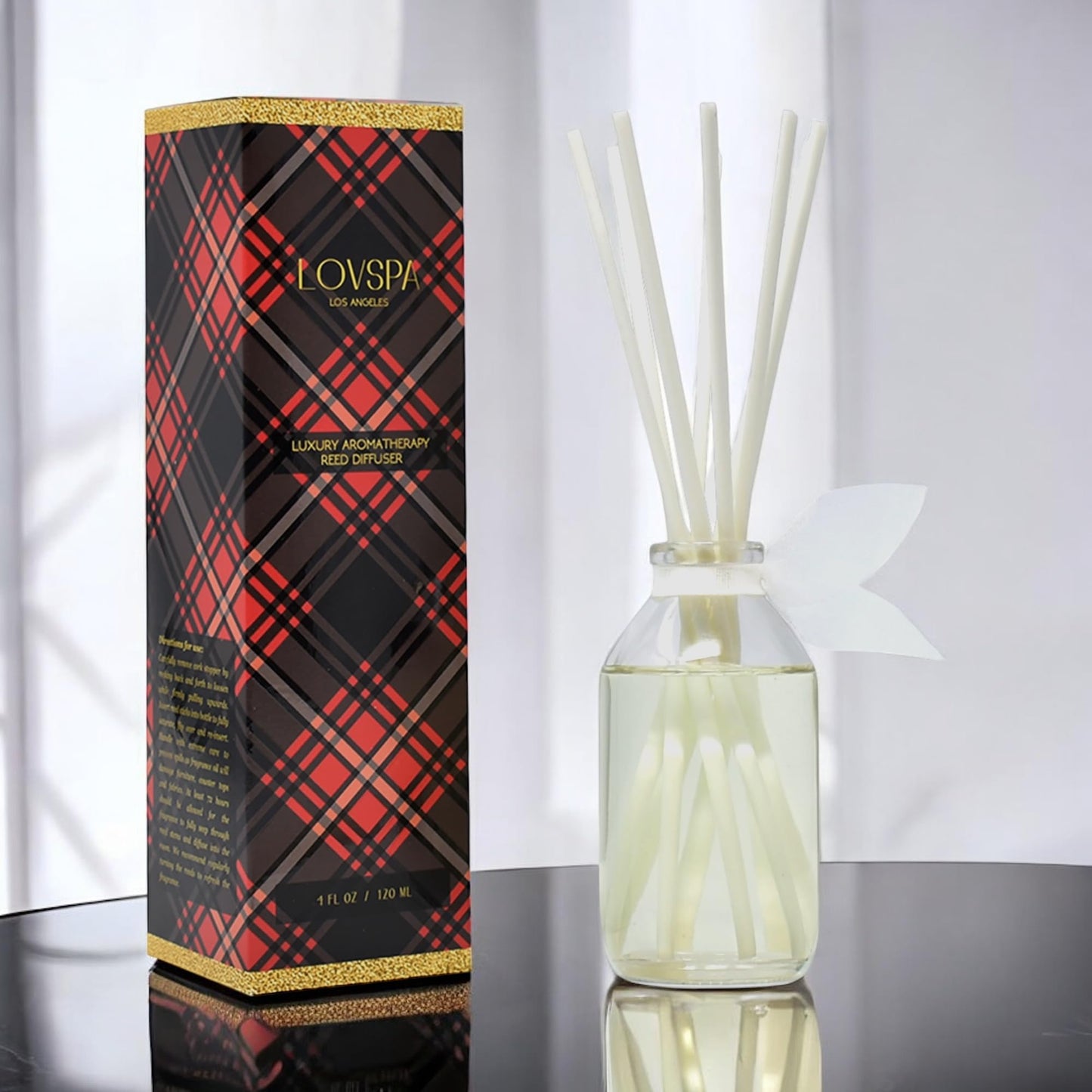 LOVSPA Reed Diffuser Set, Smoked Vanilla Scented Oil Diffuser with Sticks, Home Fragrance Accessories for Bathroom Shelf Decor, Aroma Diffusers for Home or Office Fall Decor, USA Made