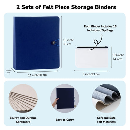 CHEFAN Felt Board for Teachers, 2 Pack Storytelling Flannel Board with 16 Storage Bags, Freestanding Double-Sided Felt Story Display for Preschool & Classroom